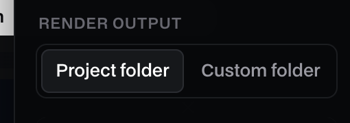 Переключатель папки Render output в поповере аккаунта