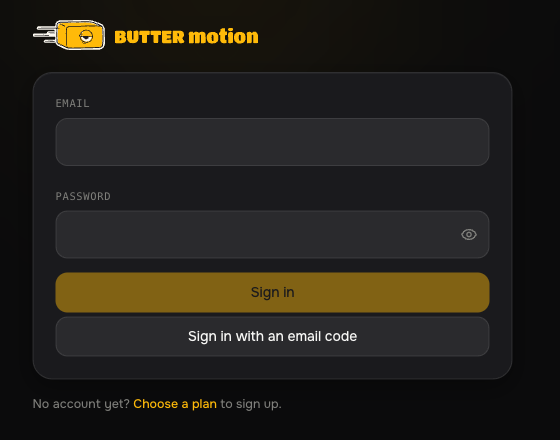 The sign-in page on the site: email, password and the Sign in with an email code button
